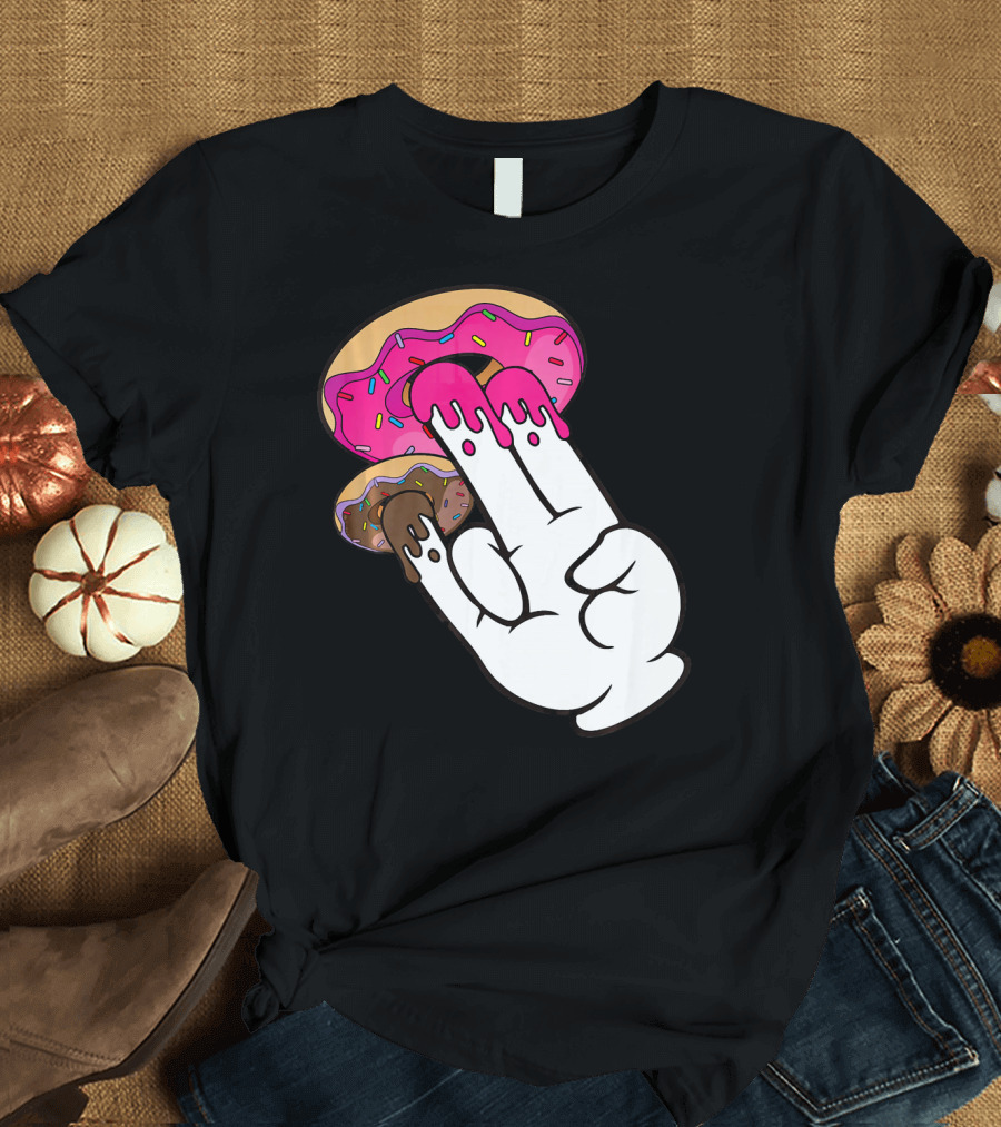 Funny Donuts with the Shocker Hand Gesture and Sprinkled Frosting T-Shirt