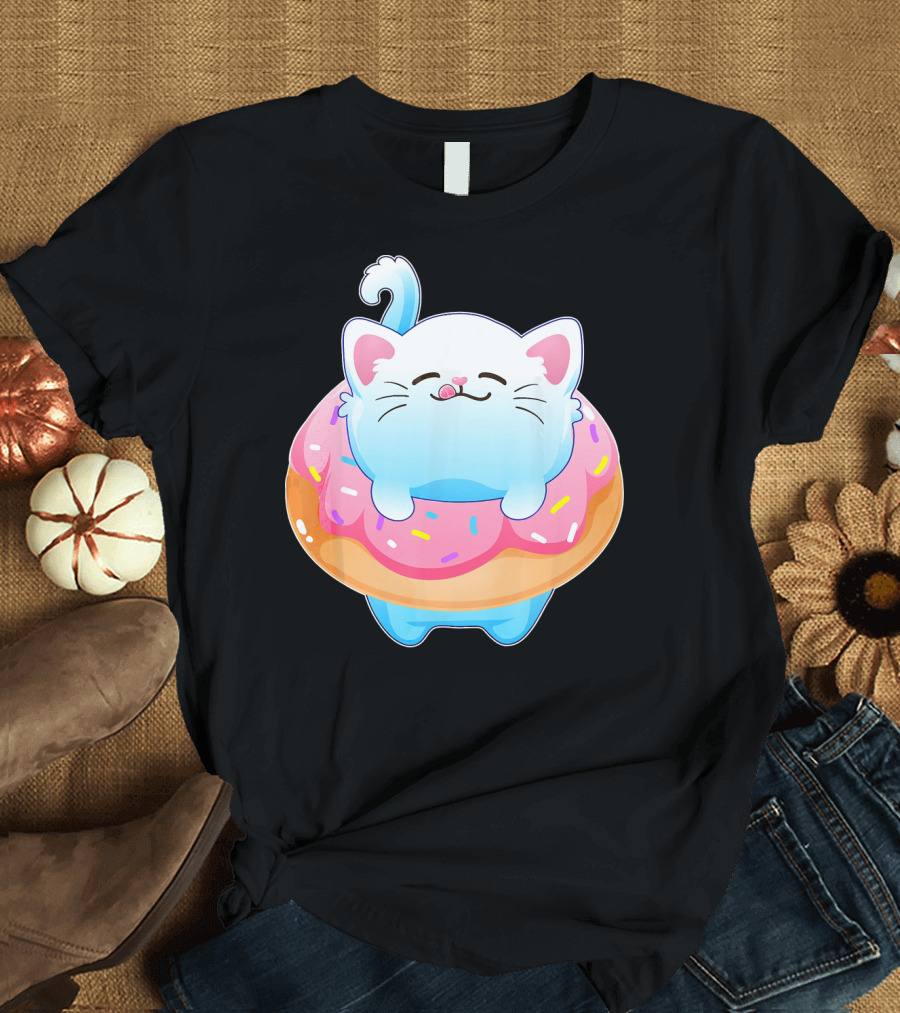 Donut Cat Kitty Lovers Sprinkled Sweet Treat Feline Delight T-Shirt