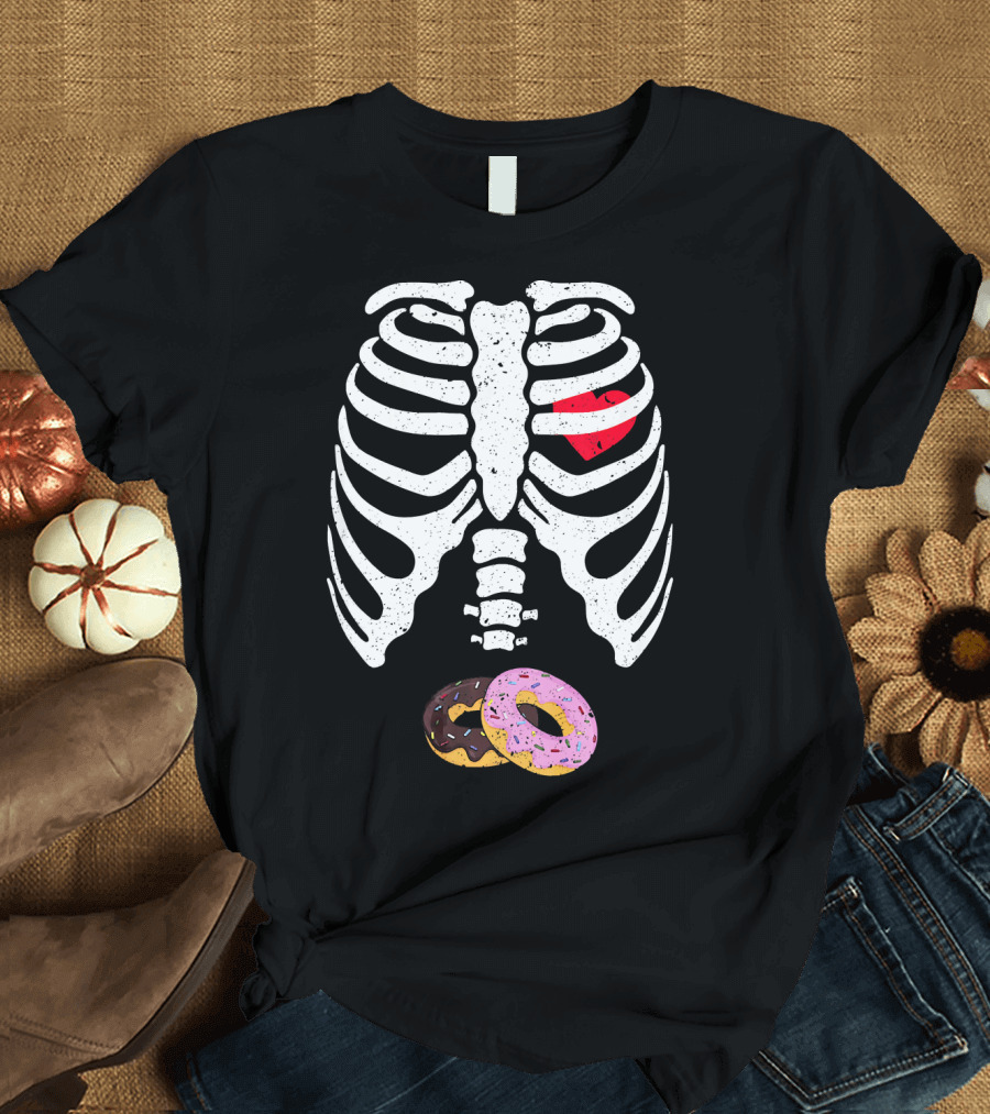 Halloween Pregnancy Skeleton Donut Baby Costume T-Shirt
