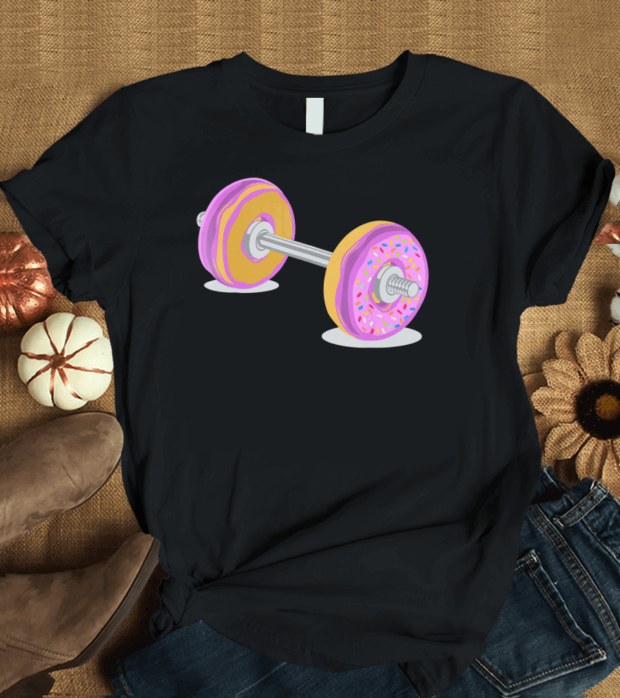 Donut Barbell Sprinkle Weightlifting Humor Novelty T-Shirt