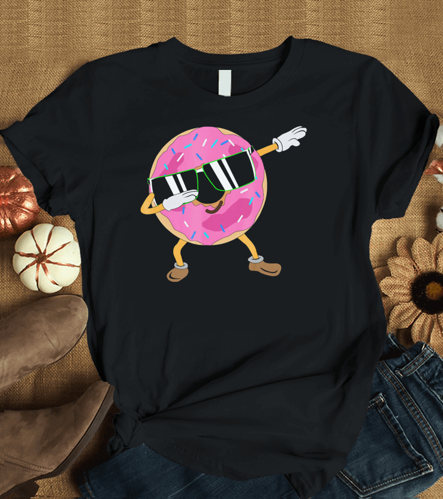 Cool Dabbing Donut Sprinkles Sunglasses Fun T-Shirt