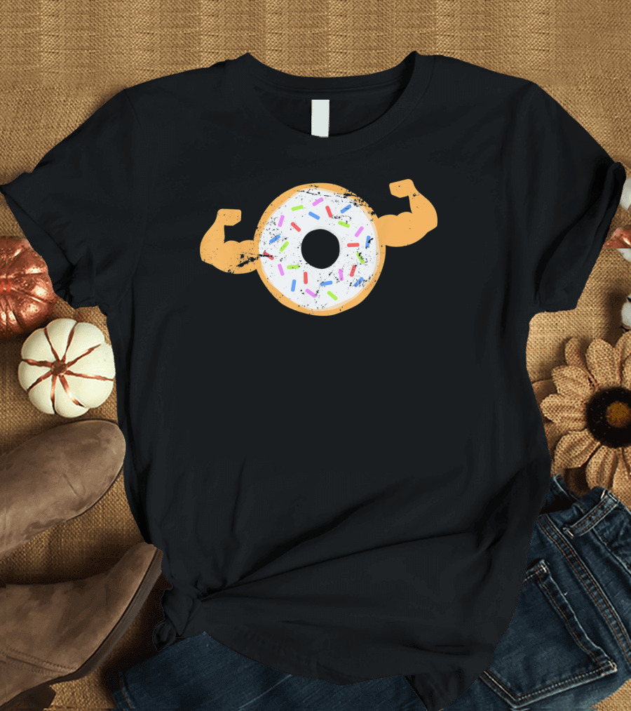 Mens Muscle Donut Flexing Funny Powerlifting T-Shirt