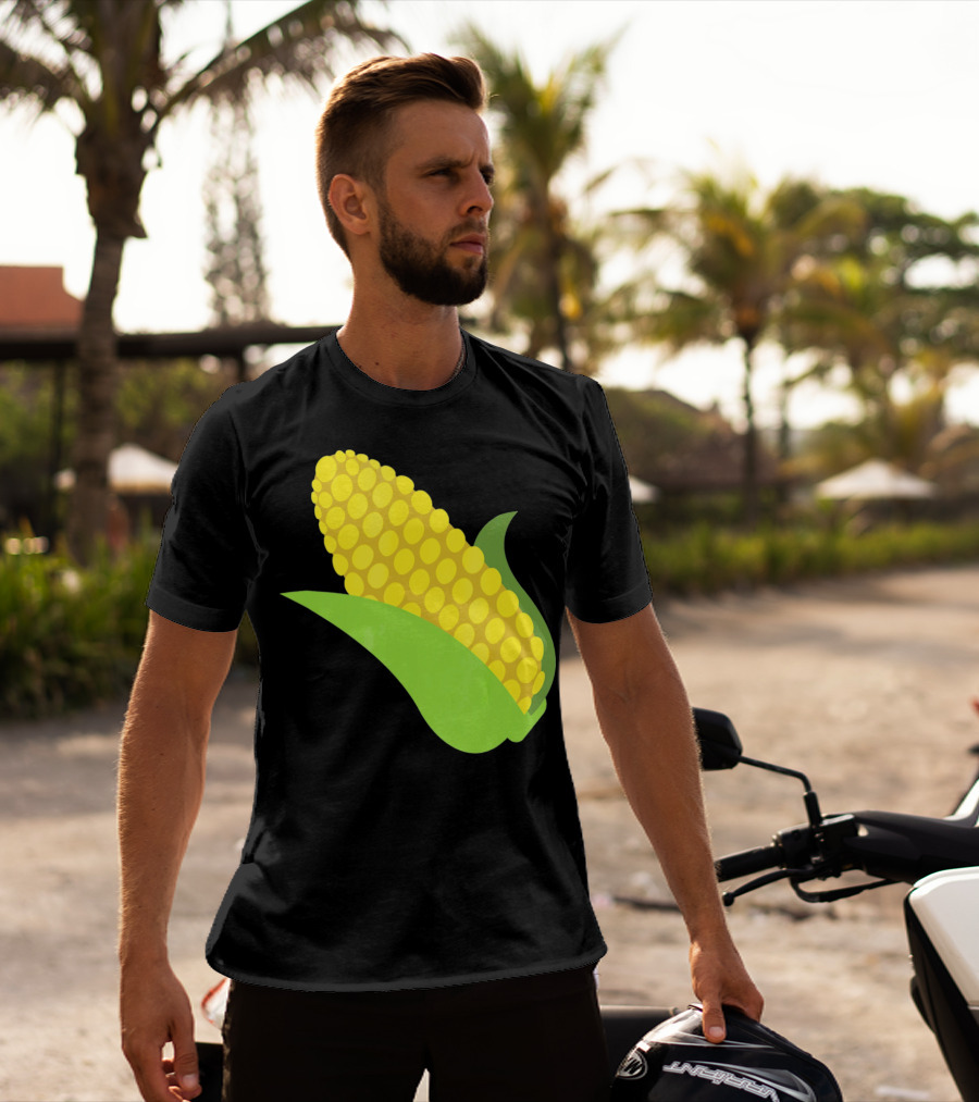 Emoji Corn On The Cob Yellow Kernels Green Husk T-Shirt