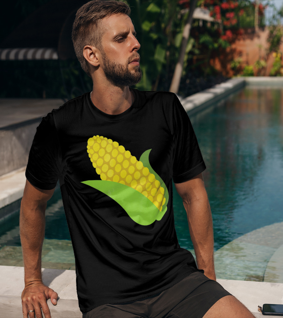 Emoji Corn On The Cob Yellow Kernels Green Husk T-Shirt