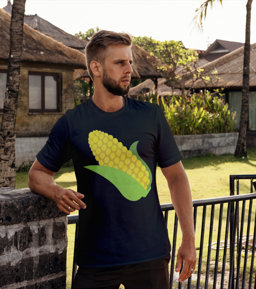 Emoji Corn On The Cob Yellow Kernels Green Husk T-Shirt