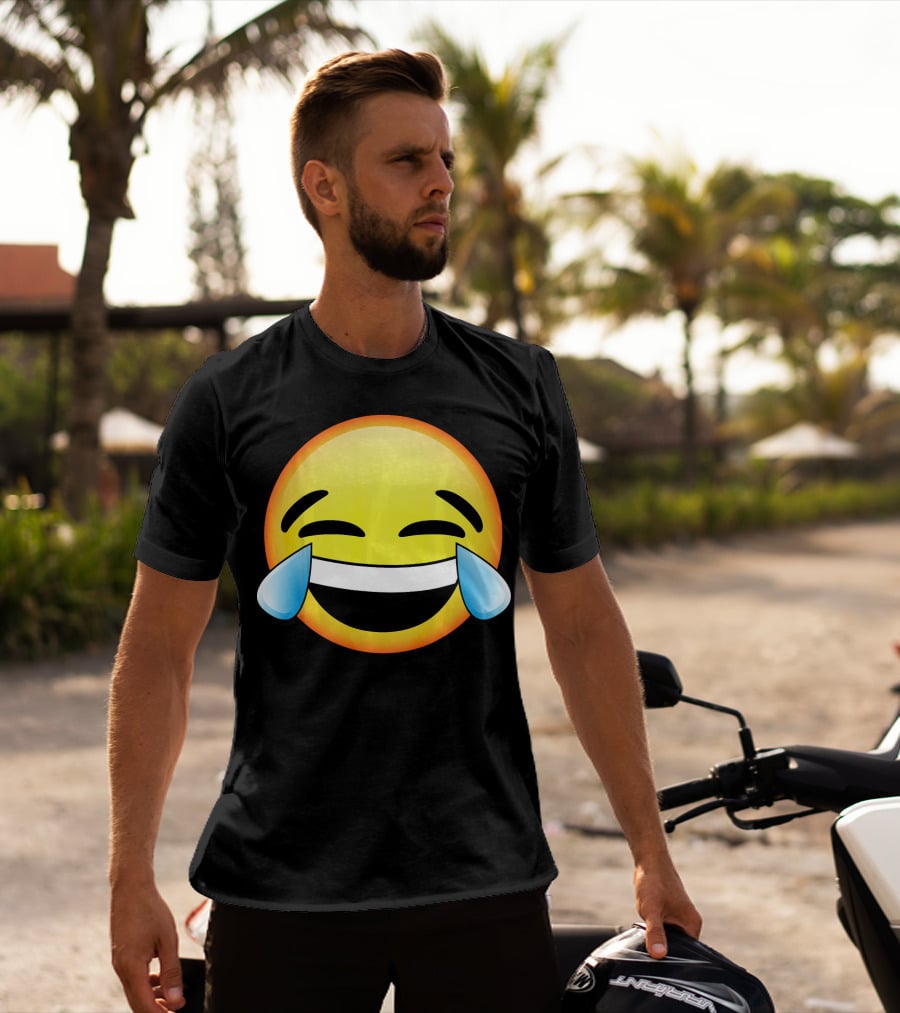 HD Emoji Tears Of Joy Face Laughin Hilarious Expression T-Shirt