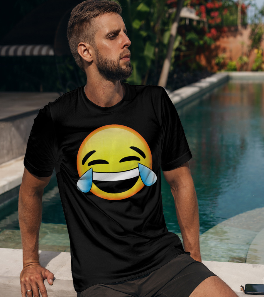 HD Emoji Tears Of Joy Face Laughin Hilarious Expression T-Shirt