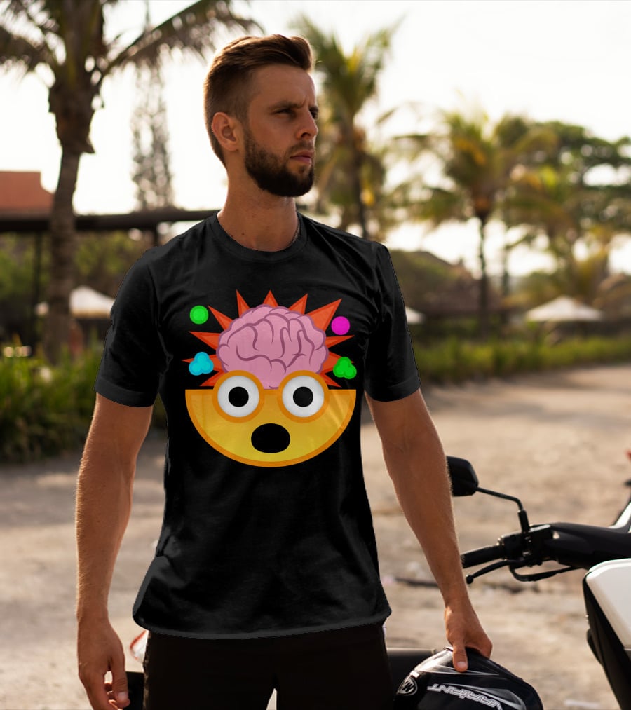 Mind Blown Face Emoji Exploding Brain With Glasses T-Shirt