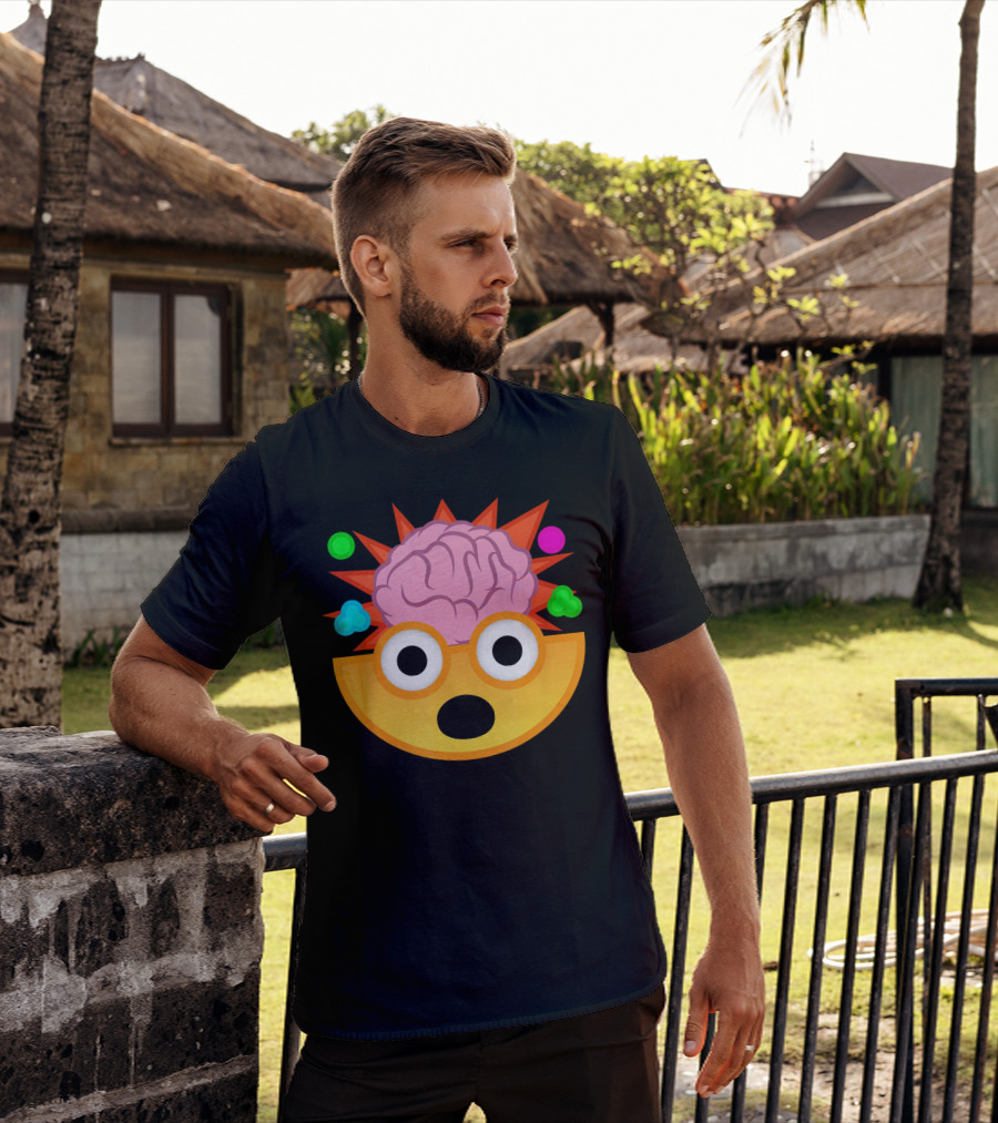 Mind Blown Face Emoji Exploding Brain With Glasses T-Shirt