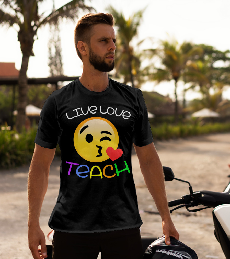 LIVE Love Teach Emoji Hearts T-Shirt
