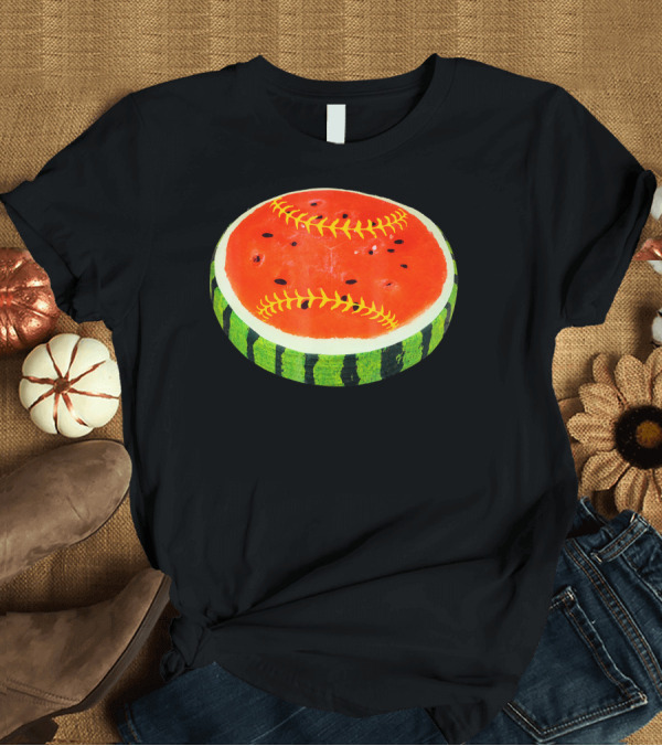 T-Shirt: Watermelon Softball Fruit Stitch Play T-Shirt Watermelon Softball Fruit Stitch Play T-Shirt