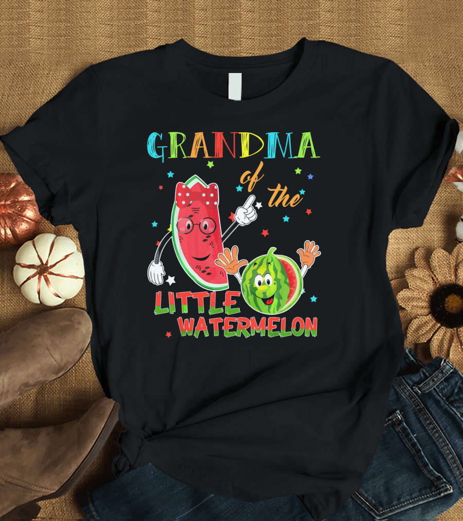 Grandma of the Little Watermelon Funny Matching Birthday T-Shirt