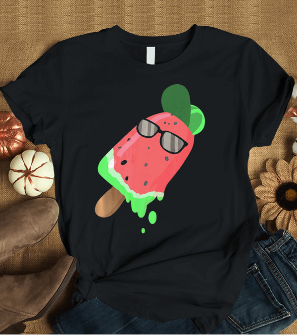 T-Shirt: Fruity Fashion Ice Cream Watermelon with Sunglasses T-Shirt Fruity Fashion Ice Cream Watermelon with Sunglasses T-Shirt