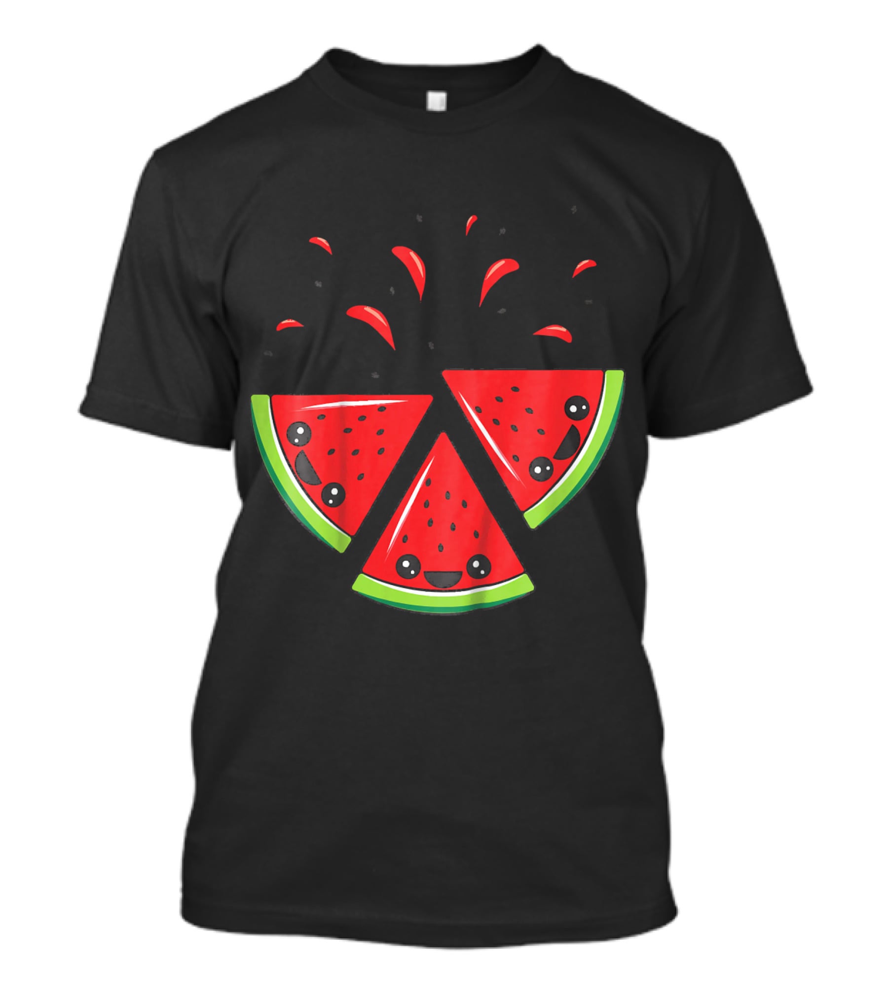 Kids Cute Watermelon Slices With Smiling Faces And Seeds T-Shirt