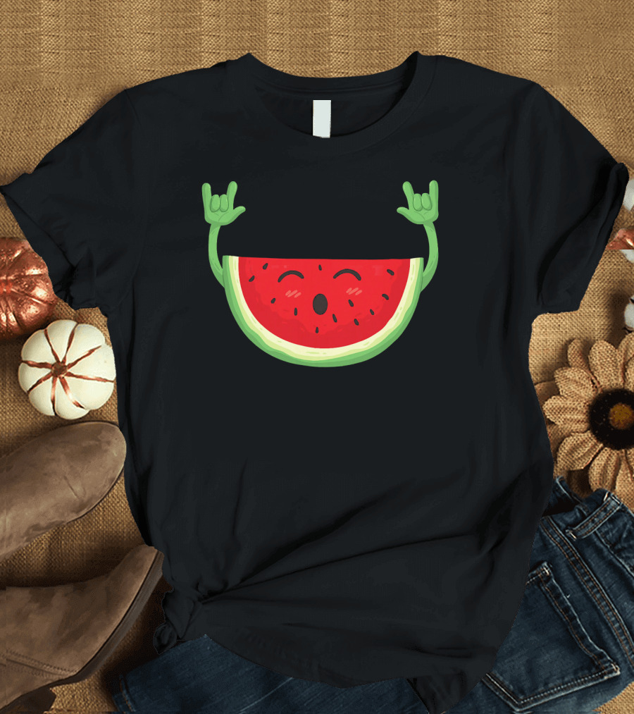 Rockin' Dancing Watermelon with Raised Hands T-Shirt