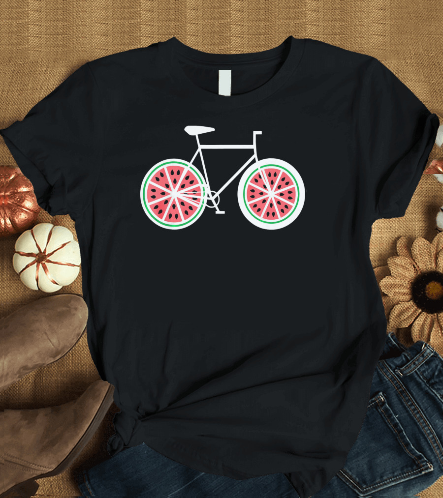 Fixie Single Speed Bicycle with Watermelon Wheels T-Shirt