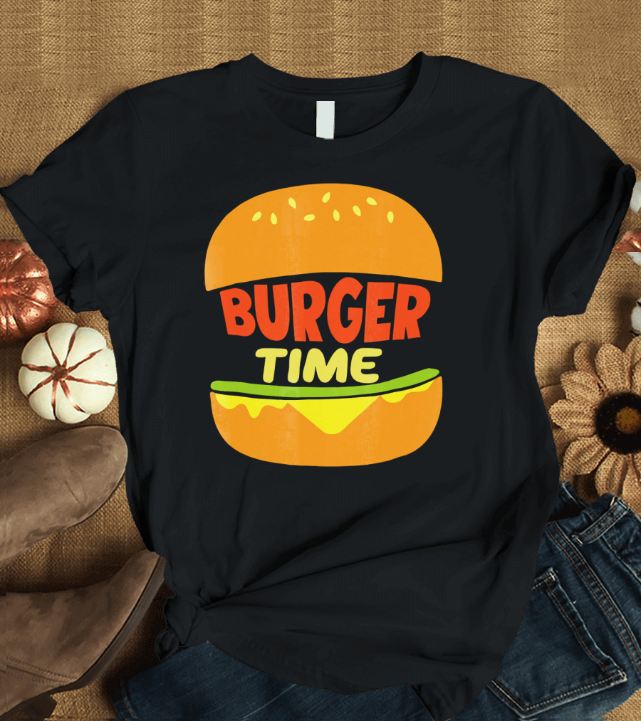 Burger Time Cheeseburger Icon Text T-Shirt