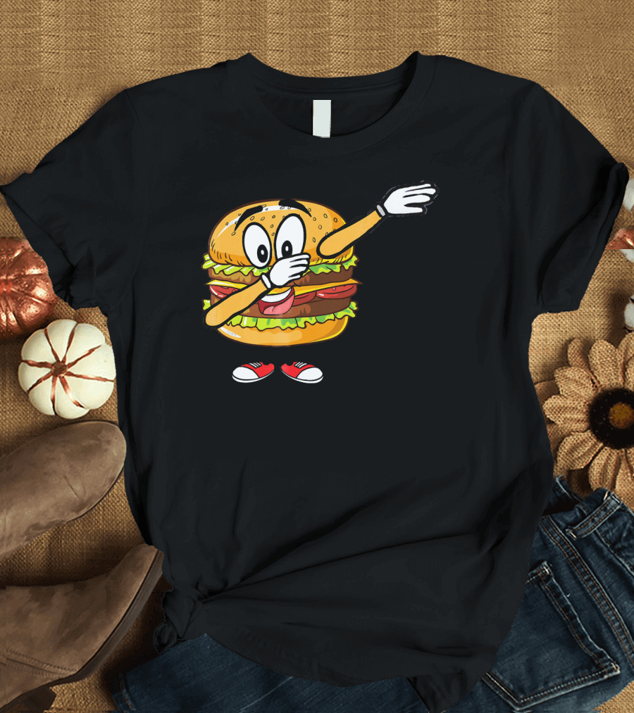 Dabbing Cheeseburger Funny Hamburger Comic Pose T-Shirt