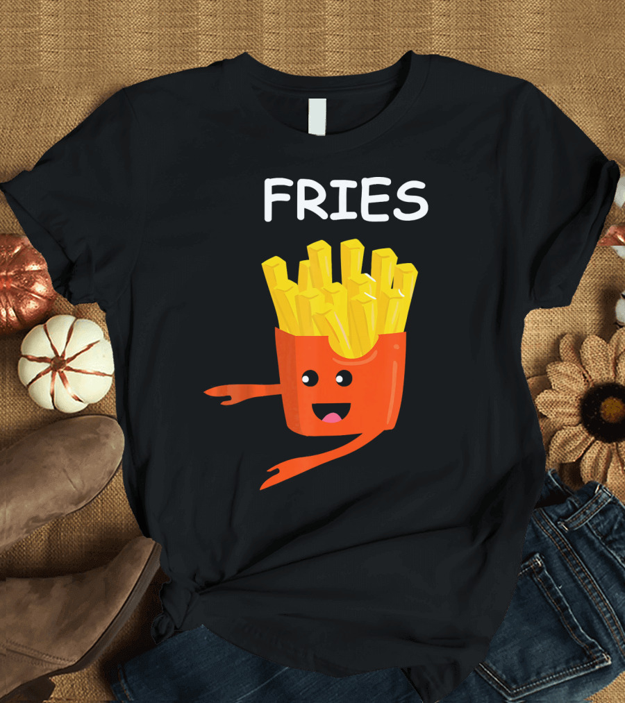 Funny Burger FRIES Matching Couples Vale Playful Cartoon T-Shirt