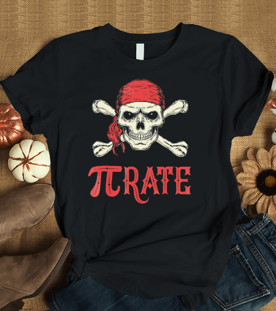 Pi Pirate Skull and Crossbones Captain T-Shirt