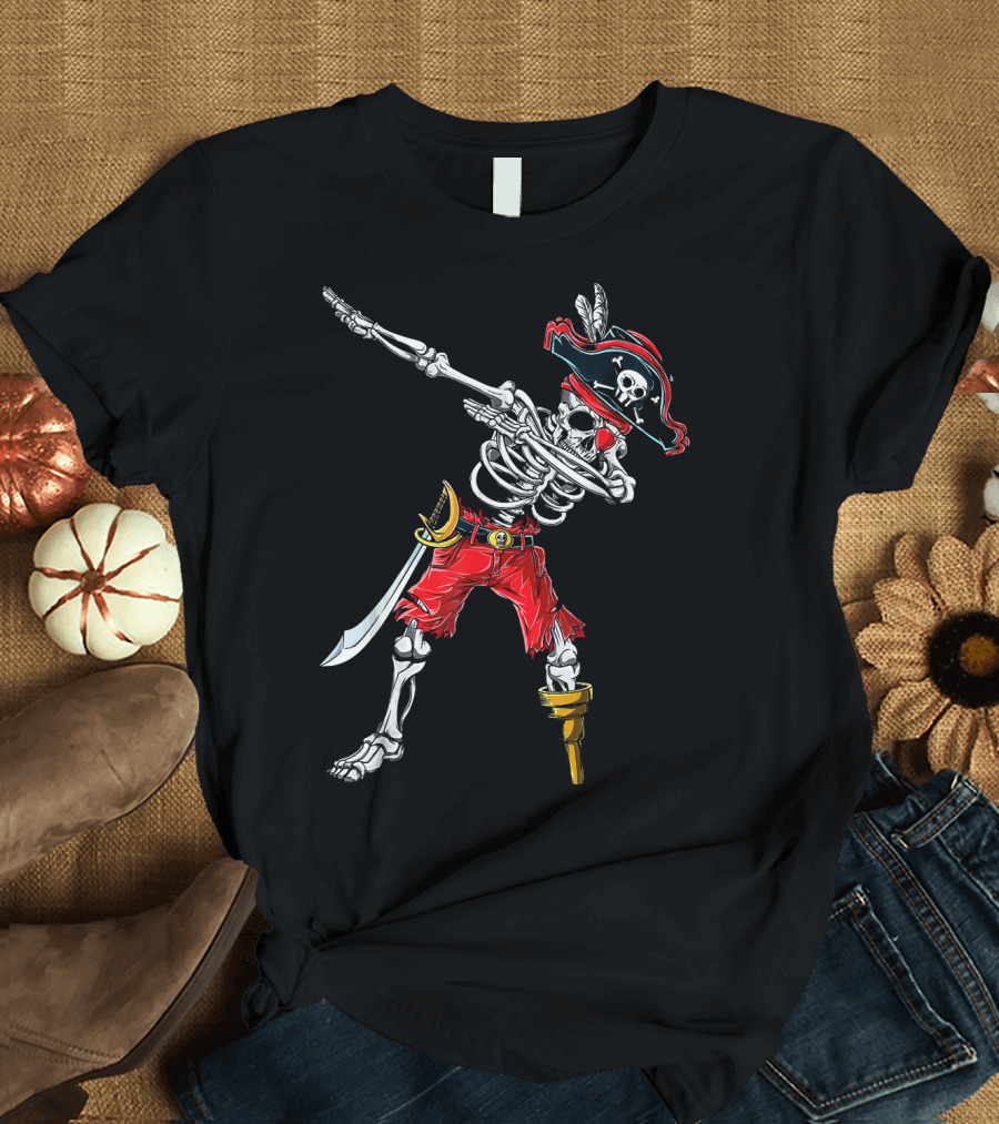 Dabbing Skeleton Pirate Dancing Halloween Kids Jol T-Shirt