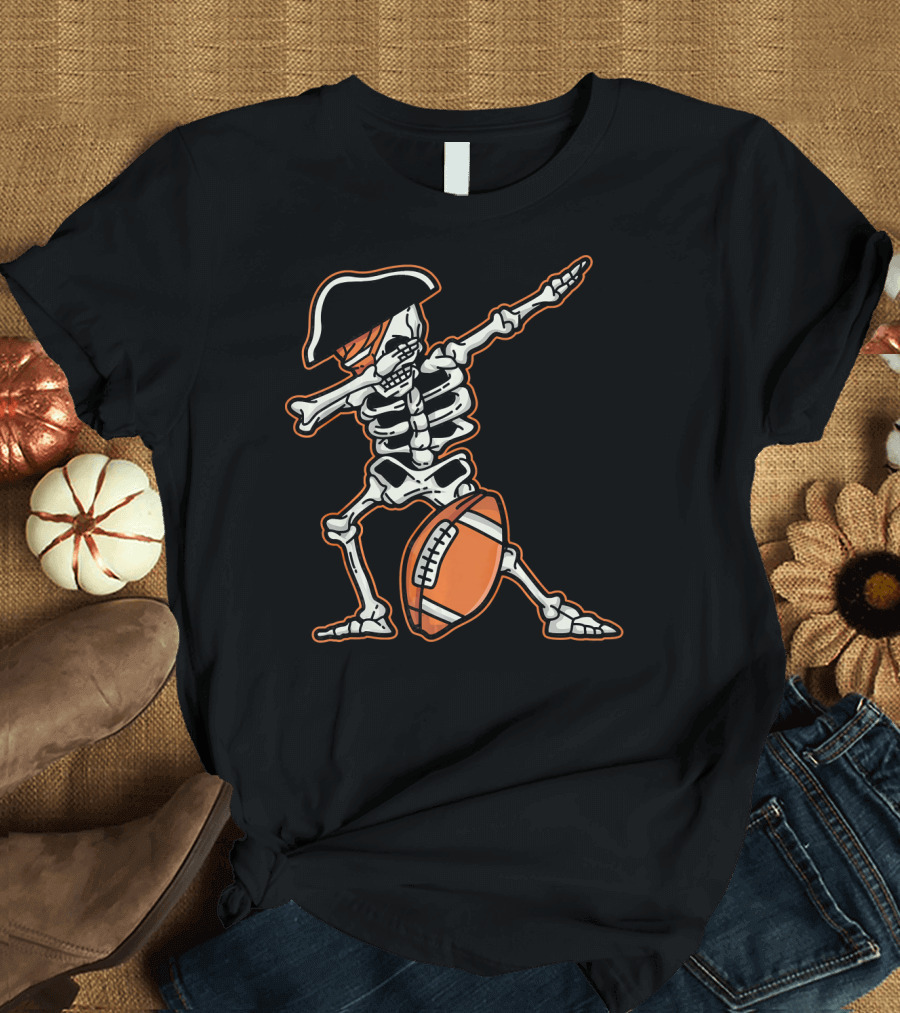 Dabbing Skeleton Pirate with Football Cool T-Shirt