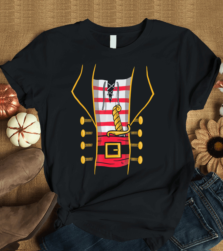 Pirate Costume Top with Striped Vest and Sword T-Shirt