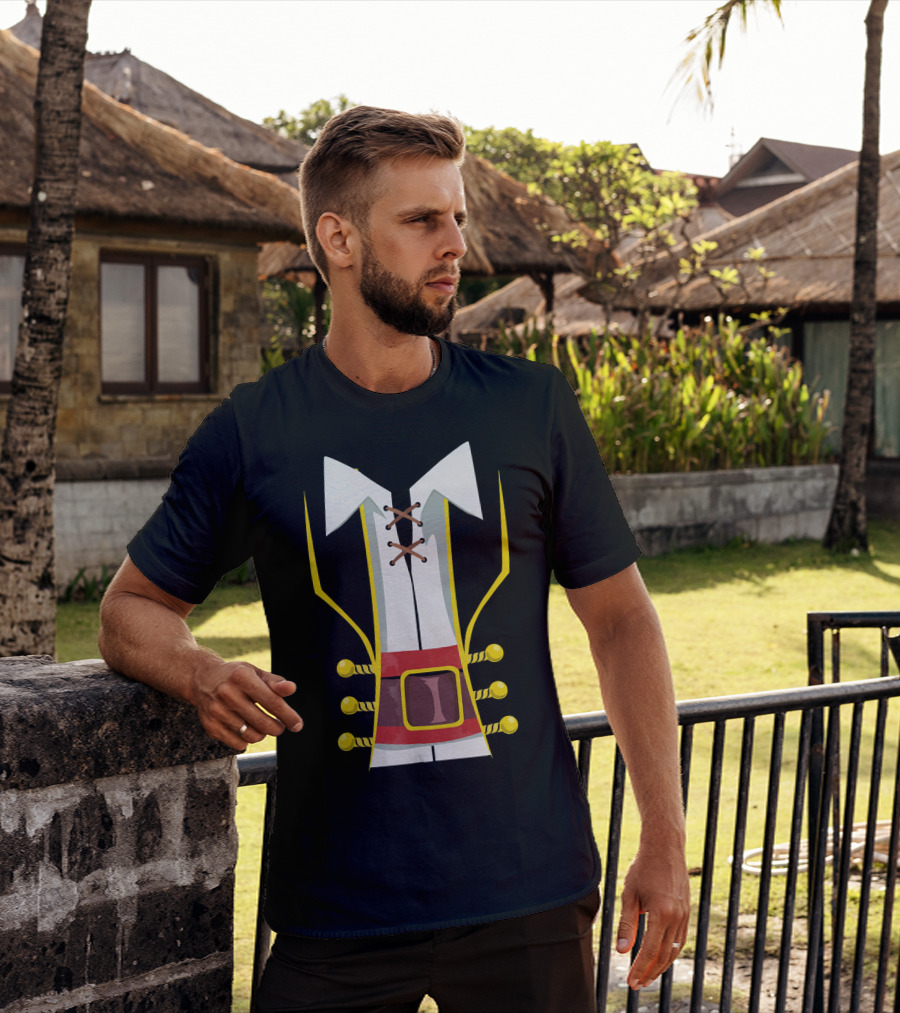 Pirate Buccaneer Halloween Costume Corset Vest Buckle T-Shirt