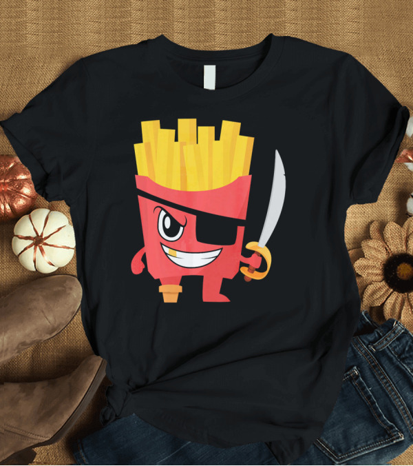 T-Shirt: Pirate French Fry Box with Eyepatch and Sword T-Shirt Pirate French Fry Box with Eyepatch and Sword T-Shirt