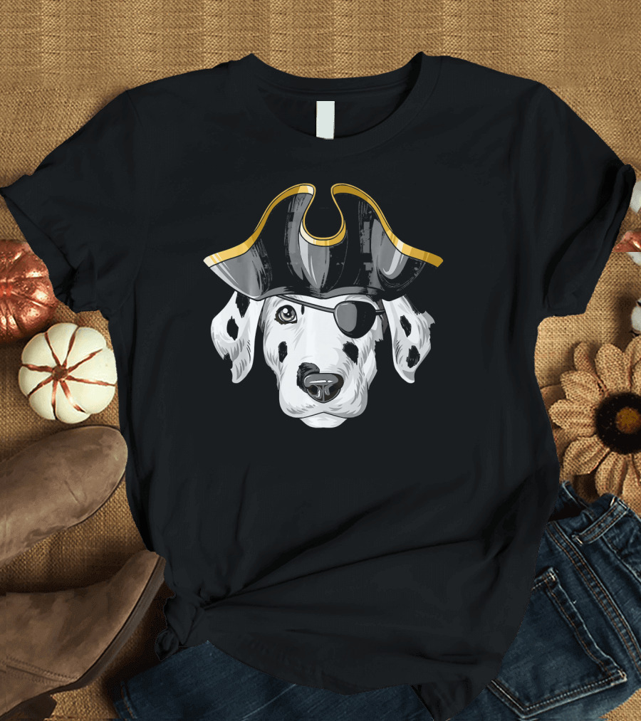 Pirate Dalmatian Eyepatch Tricorn Hat Dalmatian T-Shirt