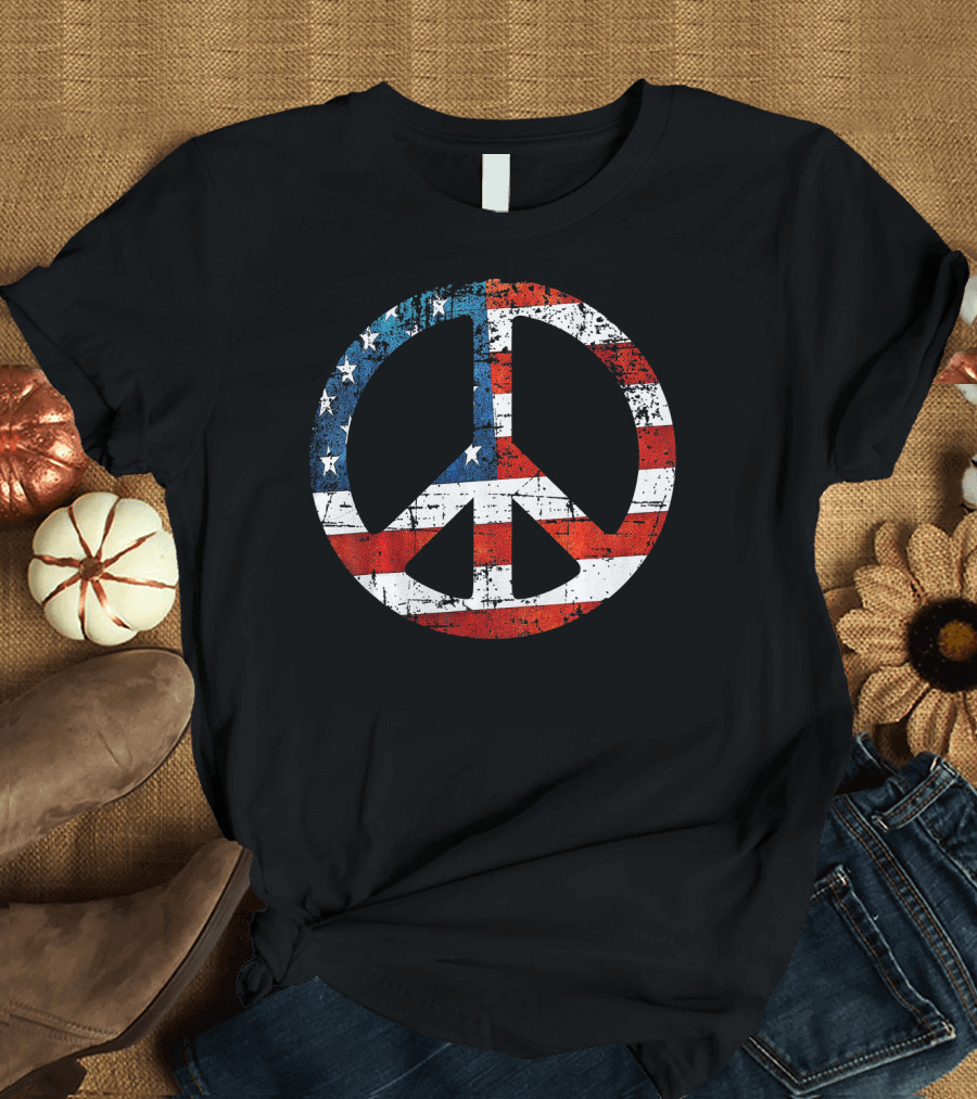 Peace Sign American Flag USA Peac T-Shirt