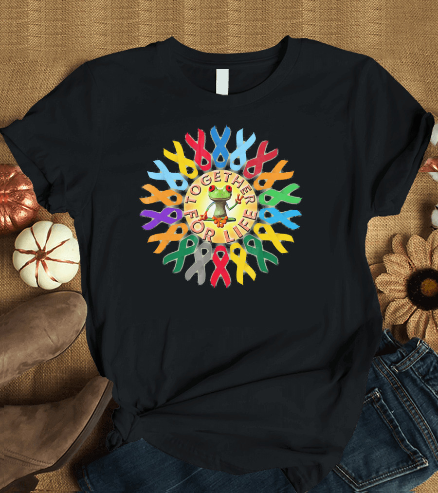 Together for Life Peace Frogs Ribbon Frogs T-Shirt
