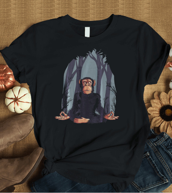 T-Shirt: Zen Meditation Monkey in Forest Peace T-Shirt Zen Meditation Monkey in Forest Peace T-Shirt