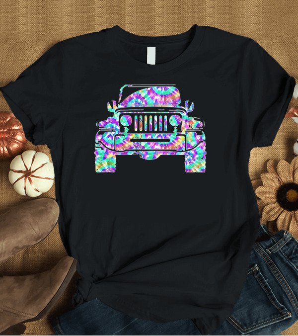 T-Shirt: Tie Dye Jeeps Hippie Peace Retro Off-Road Adventure T-Shirt Tie Dye Jeeps Hippie Peace Retro Off-Road Adventure T-Shirt