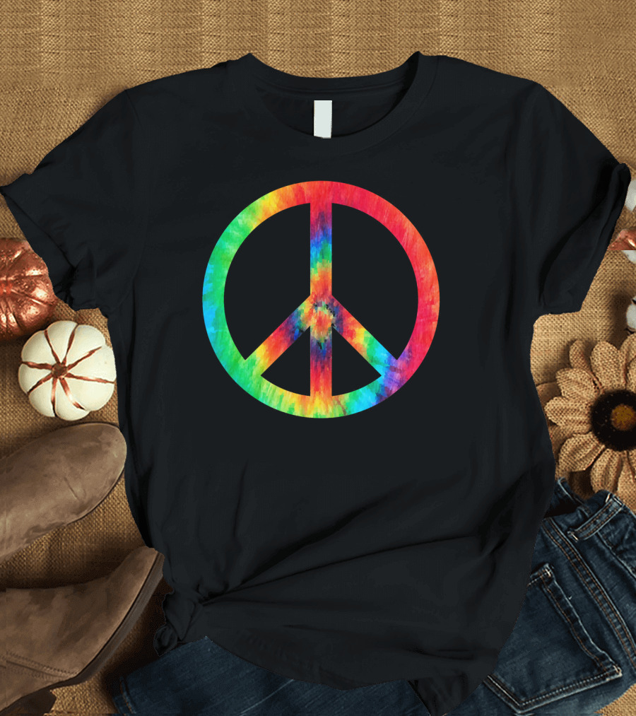 70s Hippie Tie Dye Peace Symbol Men T-Shirt