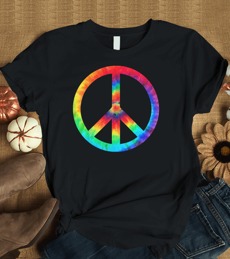 PEACE SIGN Tie Dye Rainbow Hippies T-Shirt