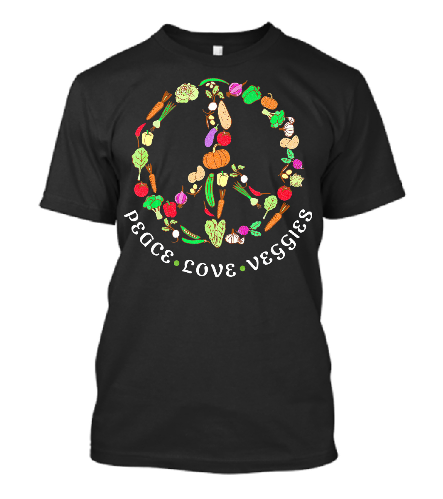 Peace Love Veggies Vegetable Art Cute Vega T-Shirt
