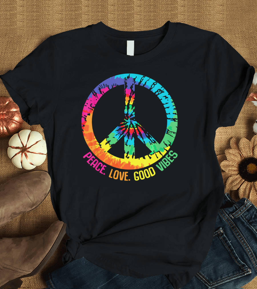 Tie Dye Peace Sign Love Good Vibes T-Shirt