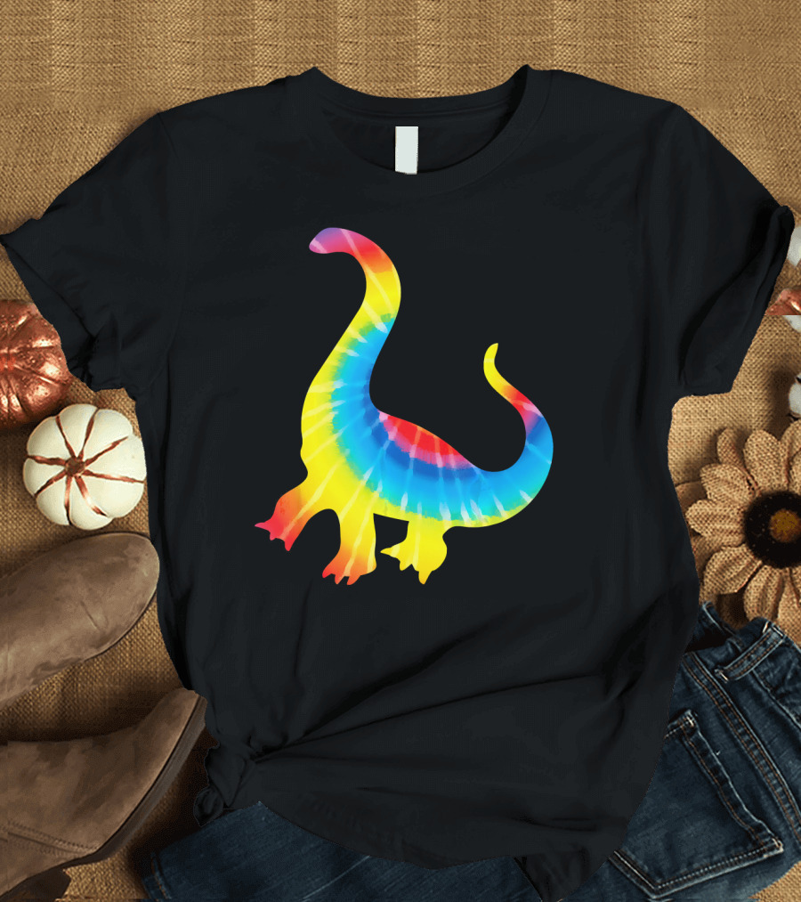 Tie Dye Rainbow Dinosaur Print Rex Hip T-Shirt