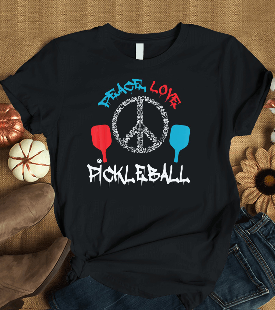 Peace Love Pickleball Funny Player T-Shirt