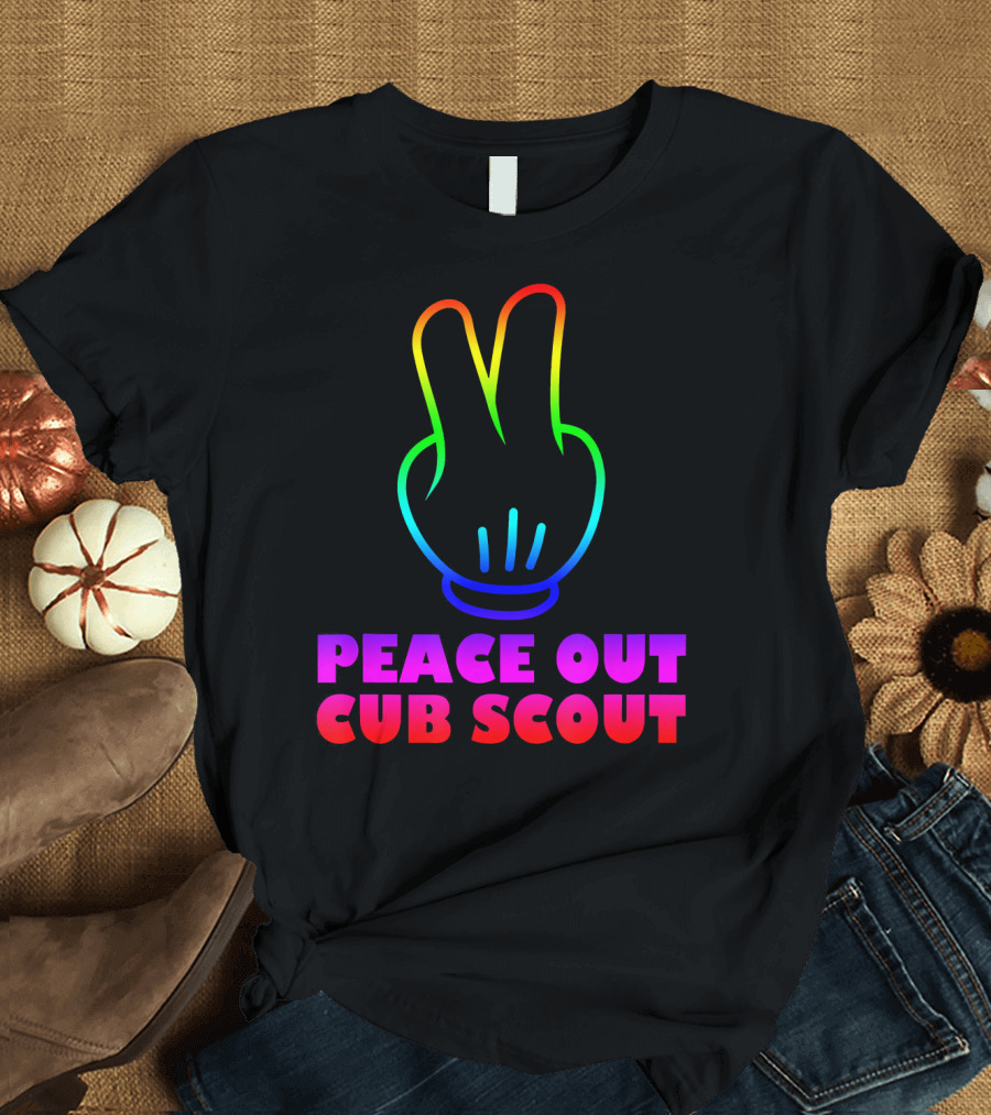 Peace Out Cub Scout Rainbow Hand Gesture T-Shirt