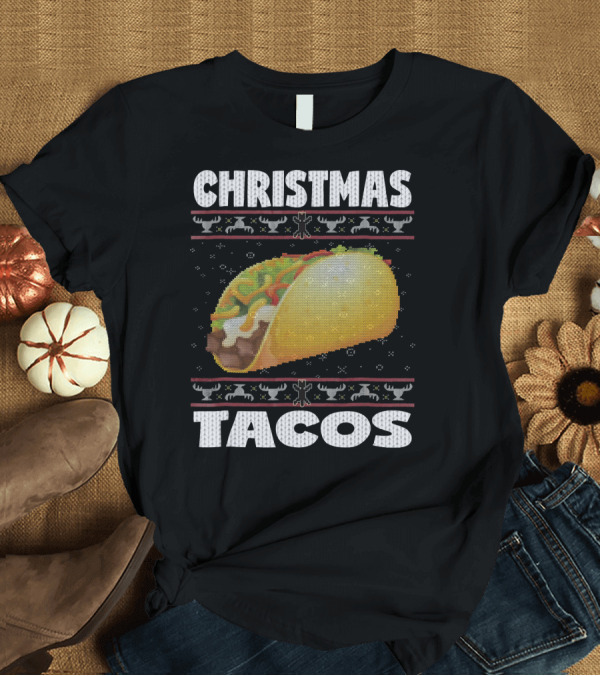T-Shirt: Christmas Tacos Ugly Sweater Funny Holiday T-Shirt Christmas Tacos Ugly Sweater Funny Holiday T-Shirt