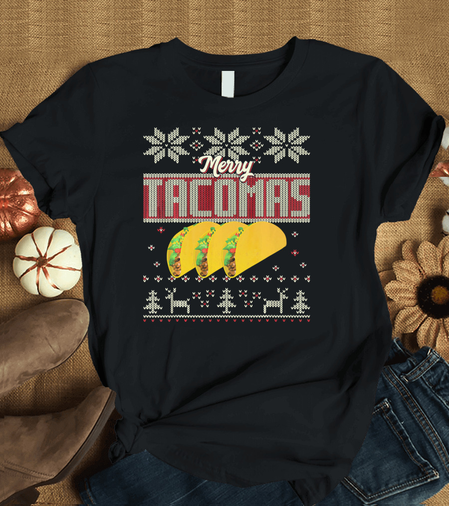 Merry Tacomas Ugly Christmas Sweater Taco Knit T-Shirt