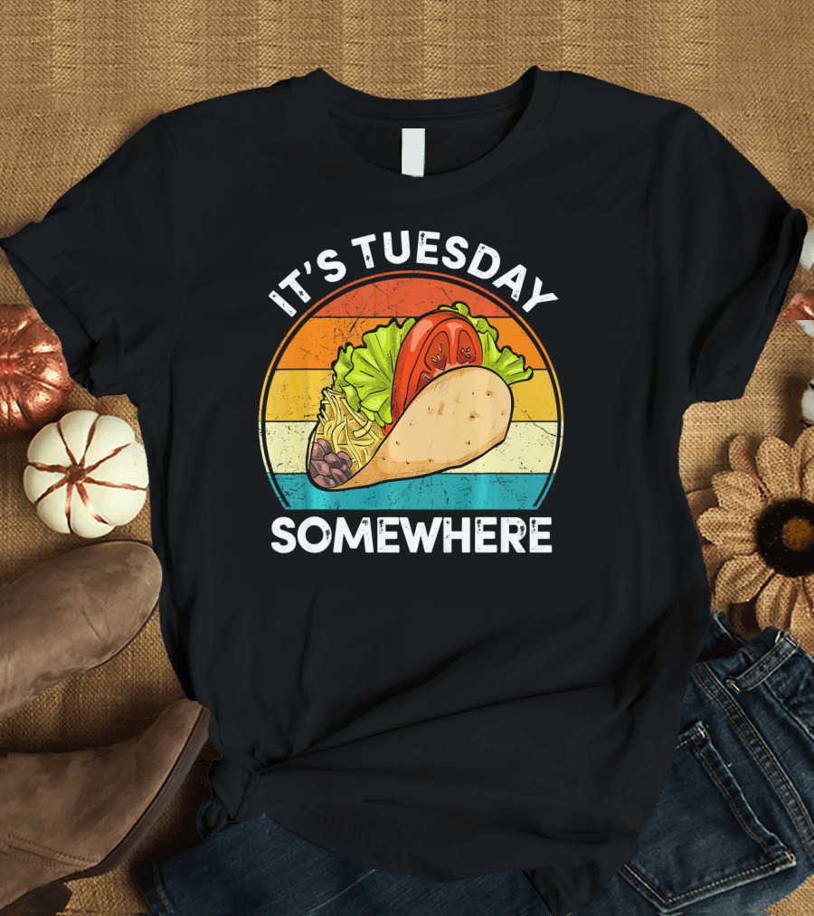 It's Tuesday Somewhere Vintage Taco Retro Stripes T-Shirt