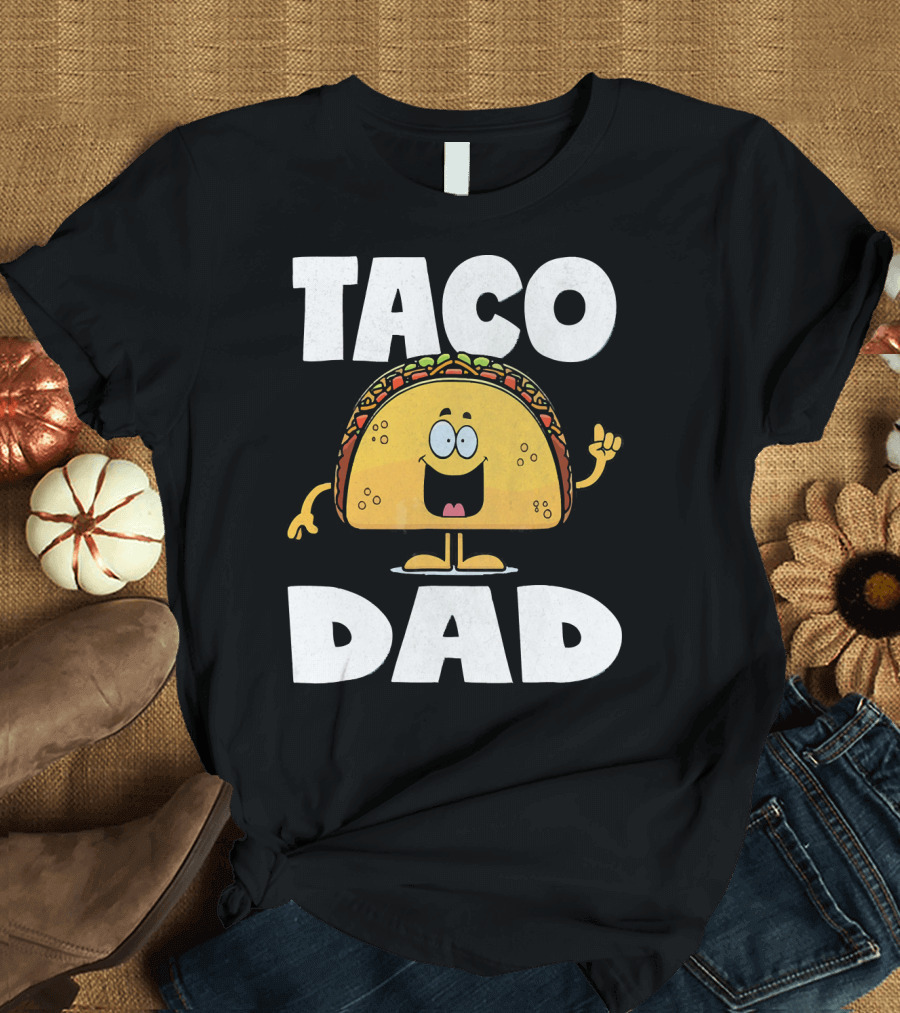 Taco Dad Funny Vintage Tacos Fathers Cartoon T-Shirt