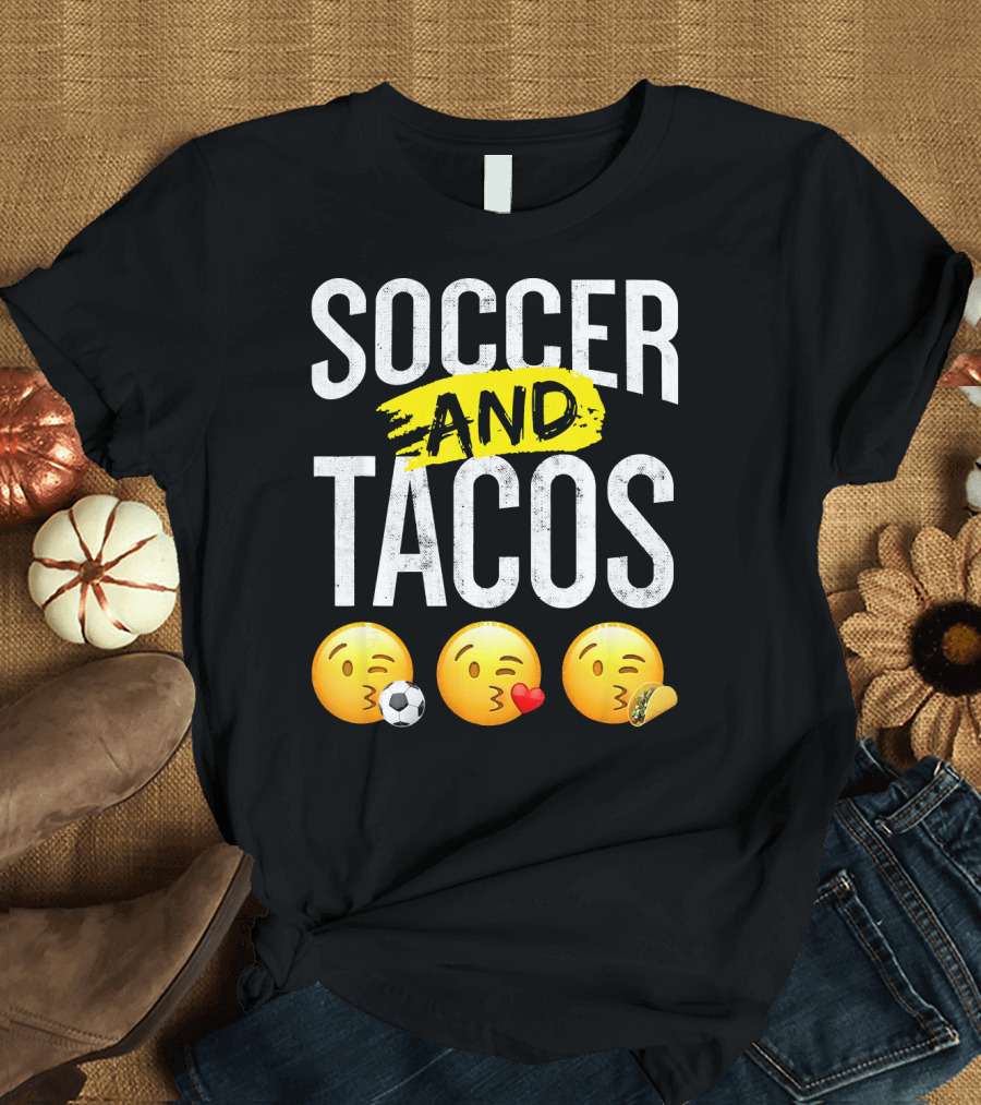 Soccer and Tacos Emoji Soccer Heart Tacos Emoji T-Shirt