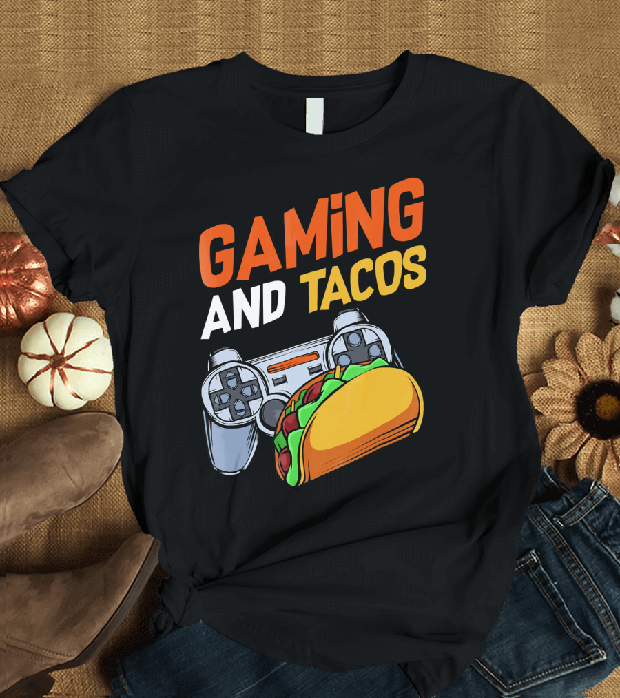 Gaming And Tacos Food Gaming Controller Fun T-Shirt
