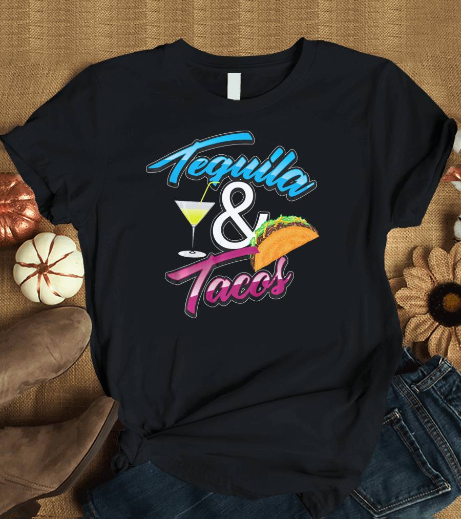 Tequila and Tacos Cute Mexican Food Martini Glass Taco T-Shirt