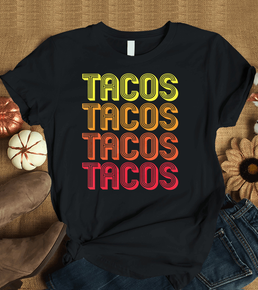 Vintage Tacos Guac Matching Set Funny Co Repeated Text Bold Gradient T-Shirt