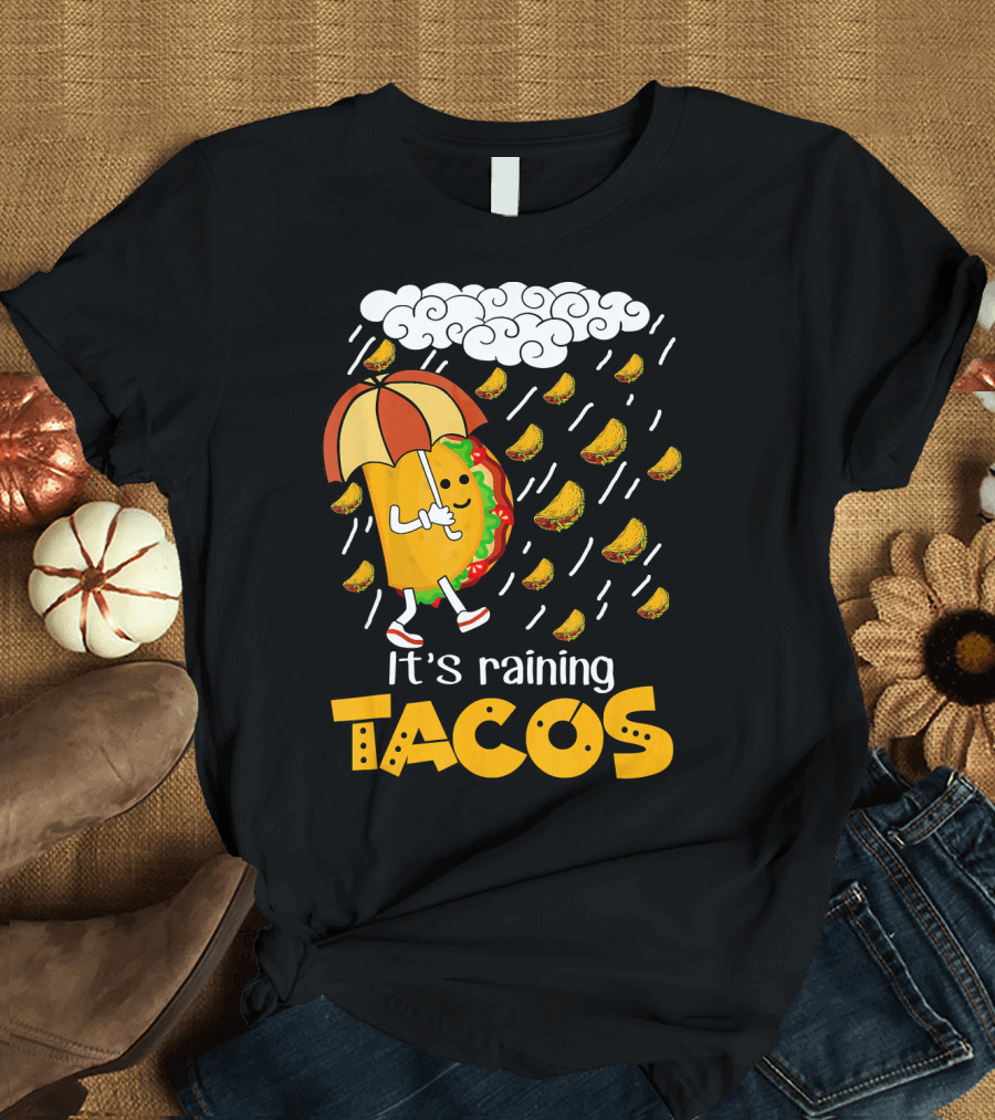 It's Raining Tacos Playful Cartoon Fun T-Shirt